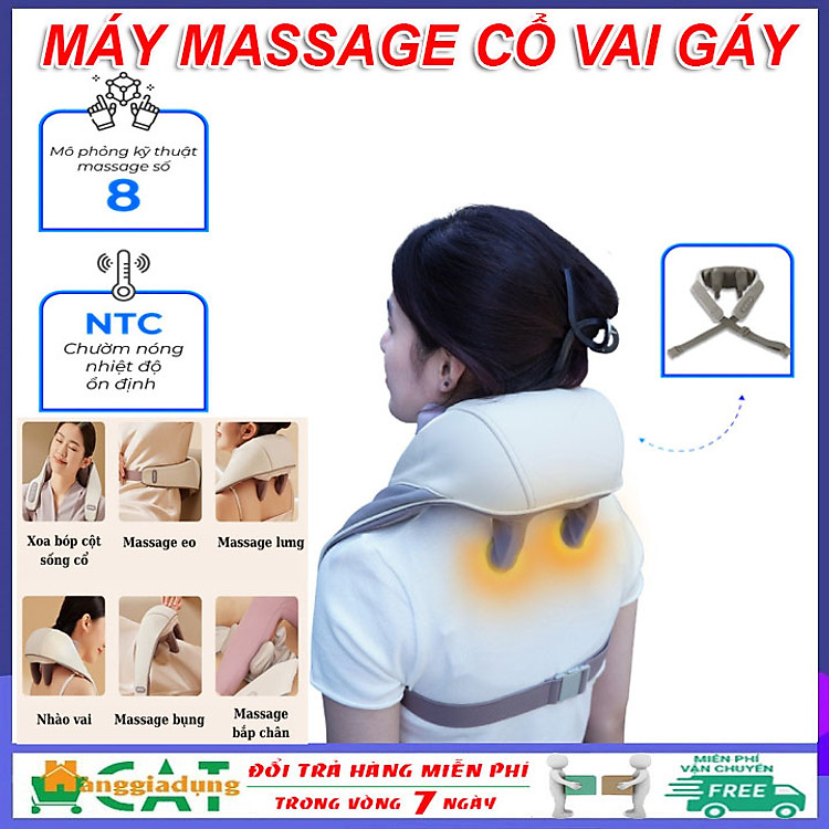 Máy massage cổ vai gáy, chườm nóng với nhiệt độ ổn định, giúp gảm đau vai gáy dành cho người văn phòng và người lớn tuổi
