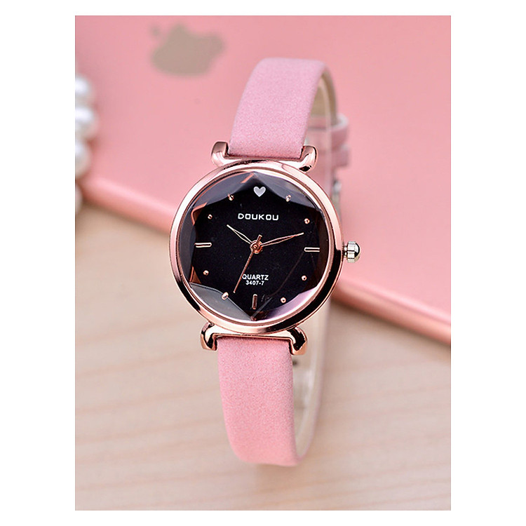 Đồng Hồ Thời Trang Nữ Mặt Nhỏ 26mm Kiểu Dáng Hàn Quốc DOU04 Trái Tim Cực Đẹp - Hàng Nhập Khẩu