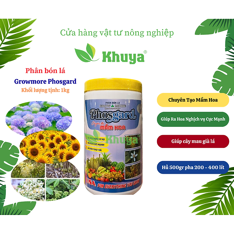 Phân bón lá Growmore Phosgard 1kg chuyên Tạo Mầm Hoa
