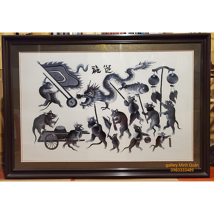 TRANH THÊU TAY - RƯỚC RỒNG ( chuyển thể từ tranh dân gian đông hồ)