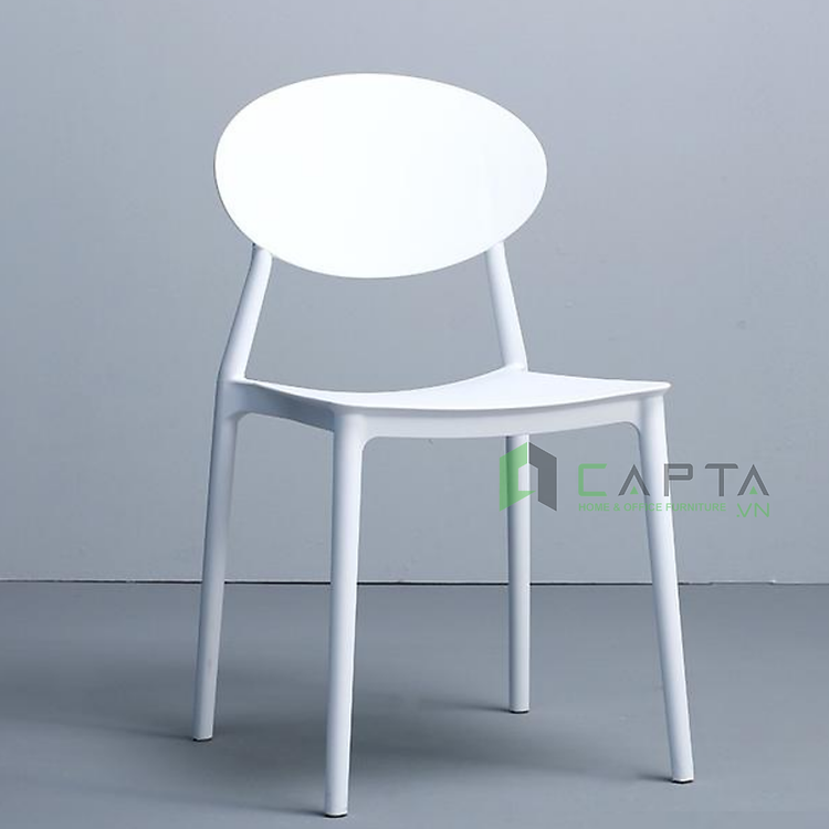 Ghế học bài thân nhựa màu trắng phong cách Hàn Quốc Ghế trang điểm Ghế tiếp khách nhựa đúc 100% – Nội thất CAPTA - Plastic Dining Chair in HCMC