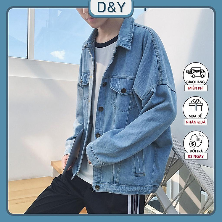 Áo khoác jean nam form rộng Hàn quốc cao cấp bigsize cá tính sành điệu - DynYouth