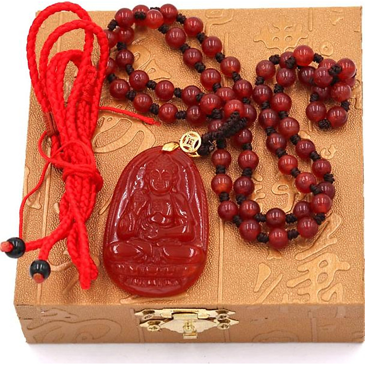 Bộ vòng cổ Phật A Di Đà đỏ 5 cm BGDON7