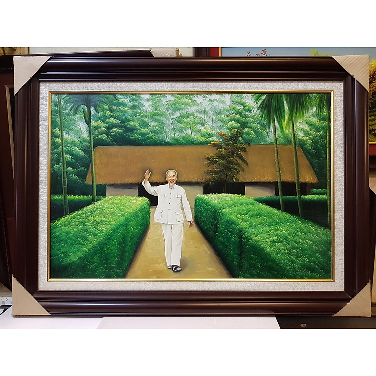 TRANH VẼ SƠN DẦU BÁC HỒ VẪY TAY CHÀO