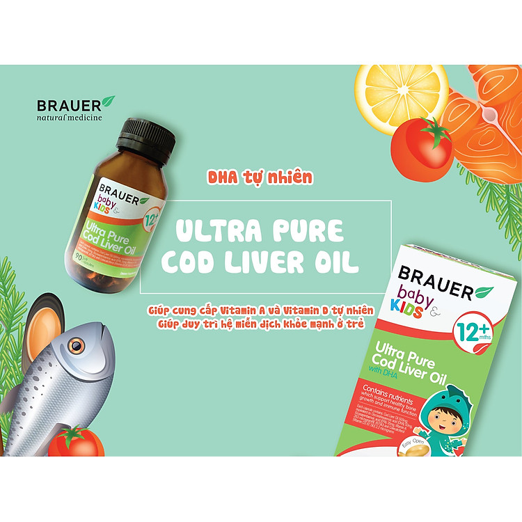 DHA dầu cá tuyết Brauer cho trẻ Chất lượng Giá rẻ - Hình ảnh 2