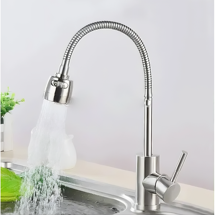 Vòi rửa chén nóng lạnh KG95 cao cấp cần lò xo bẻ xoay 360 dễ sử dụng inox304 - Hàng chính hãng