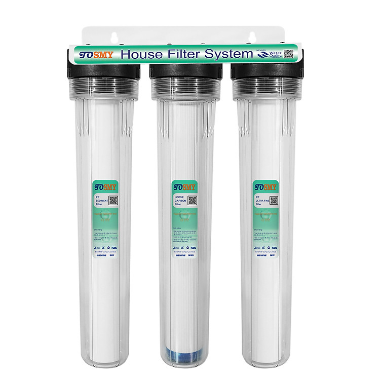 Bộ lọc nước thô đầu nguồn 3 cấp lọc 20 inch - Hàng chính hãng