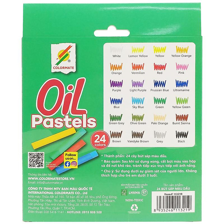 Bộ Bút Sáp Màu Dầu Colormate (24 chiếc) - Ảnh 6