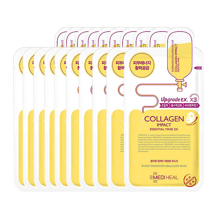 Hộp 10 Mặt nạ dưỡng săn chắc da ngăn ngừa lão hóa da Mediheal Collagen Impact Essential Mask Ex