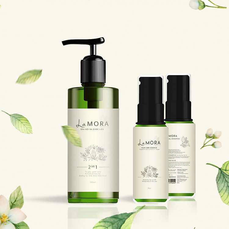 DẦU GỘI XẢ DƯỢC LIỆU LAMORA 2 IN 1 Giảm Rụng, Hỗ Trợ Trị Gàu, Kích Thích Mọc Tóc