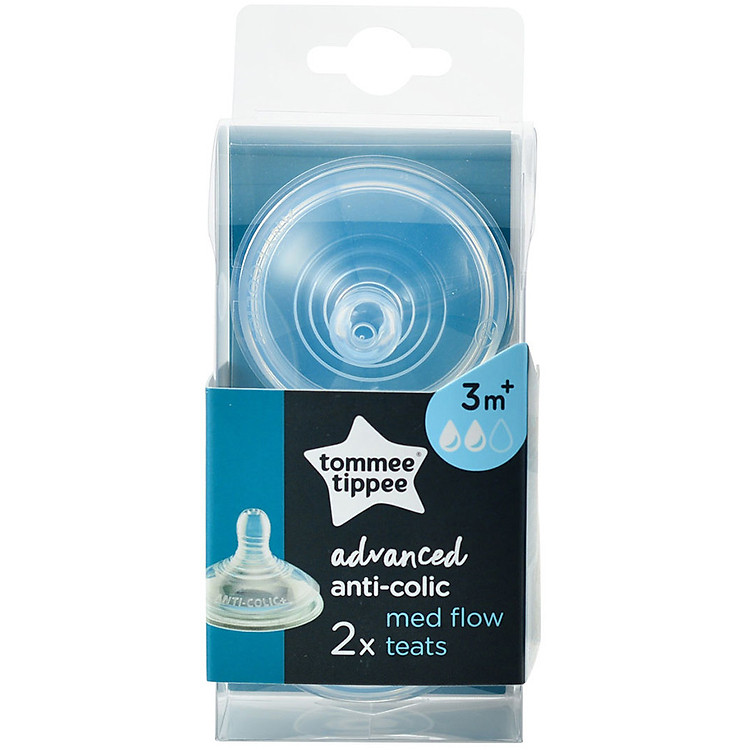 Núm ty silicon thay bình sữa Tommee Tippee Advanced Anti-Colic Medium Flow 3-6 tháng (vỉ đôi)