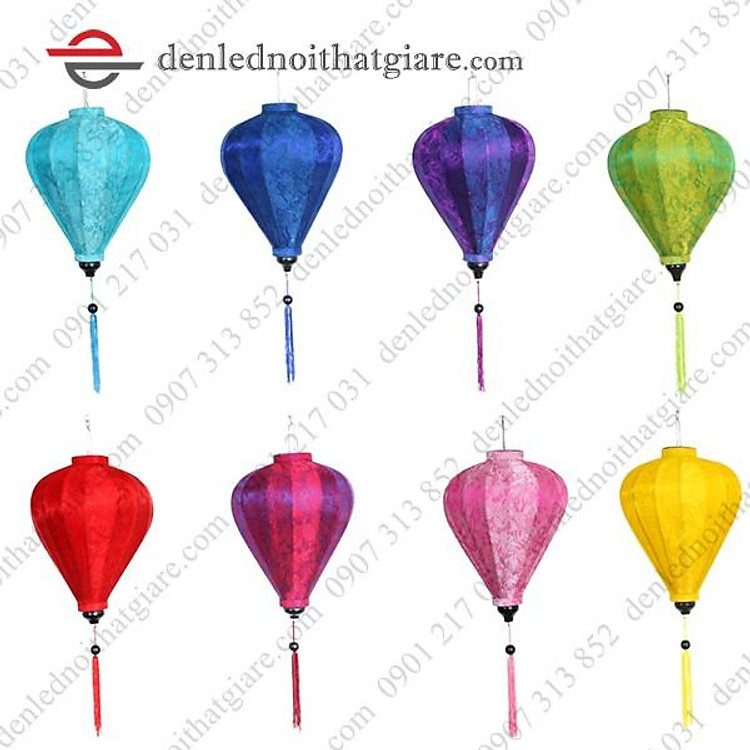 Đèn lồng HỘI AN vải lụa 45cm kiểu củ tỏi 100F45