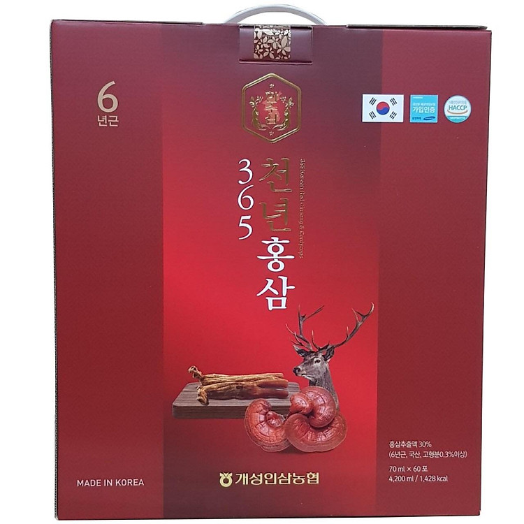 Nước Hồng Sâm Nhung Hươu Linh Chi 365 (70ml*60 gói)