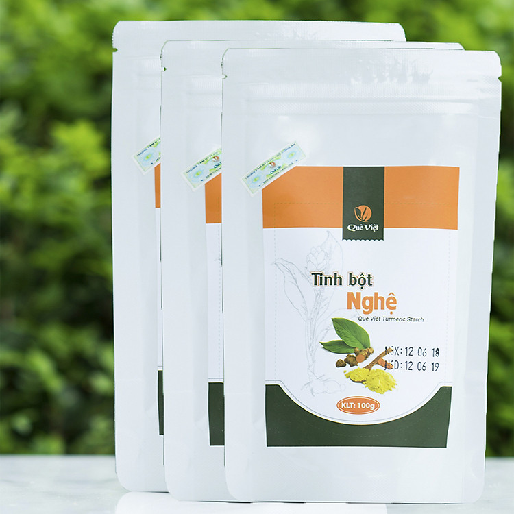 Combo 3 túi tinh bột nghệ Quê Việt - Túi 100 gram