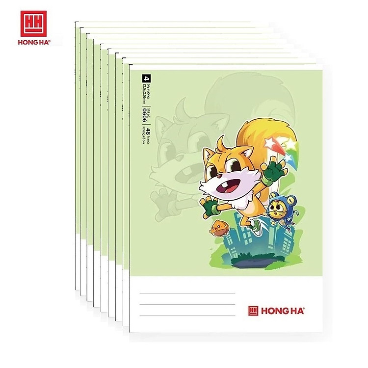 Lốc 10 vở 4 ô ly 48 trang Hồng Hà School Siêu Sóc 0606 / Tập học sinh ô ly tiểu học