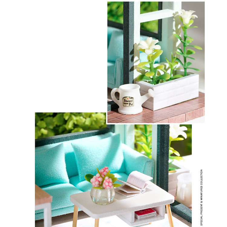 Nhà búp bê gỗ lắp ghép có đèn Chính hãng Ưu đãi - Hình ảnh 5