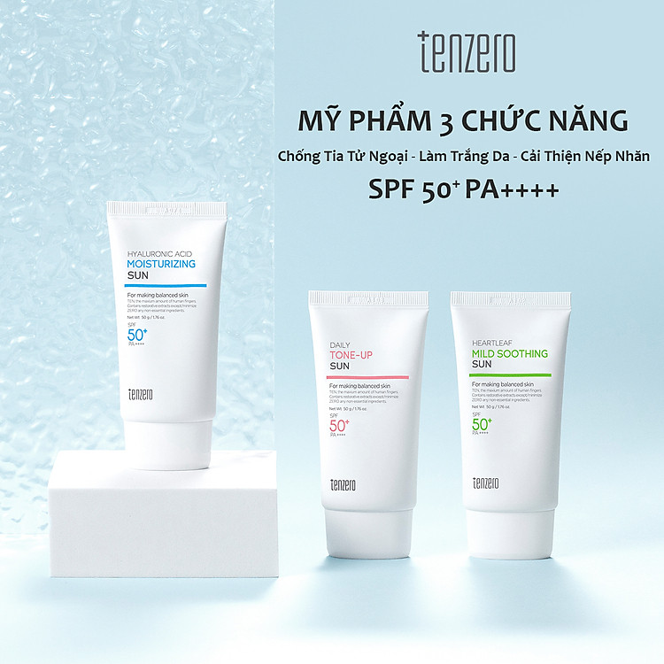 Kem chống nắng SPF50 PA ++++ kết hợp dưỡng ẩm Tenzero Hyaluronic Acid Moisturizing Sun 50g