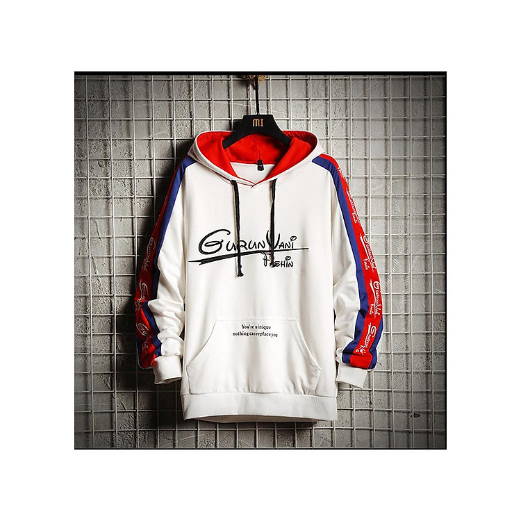Áo Khoác Hoodie Chữ Thêu Họa Tiết Phối Tay Sọc GRVN
