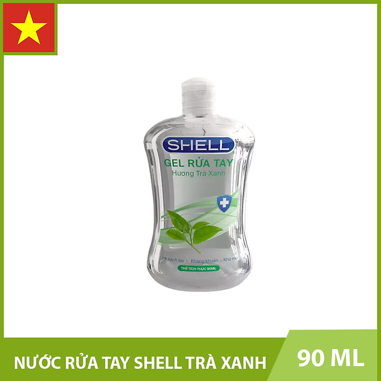 Nước Rửa Tay Khô Shell - Gel Rửa Tay Khô - Hương Trà Xanh - Chống Vi Khuẩn, Diệt Trùng, Không Hại Da Tay - 90ml/Chai - Ngăn Ngừa Dịch Bệnh - Bảo vệ Cơ Thể