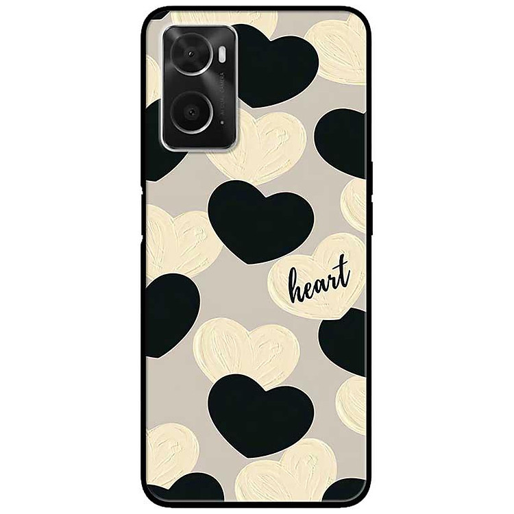 Ốp lưng cho Realme 9i - Realme 10 - C11 2021 - C65 4G - C67 - C20 - Poco X6 5G - Tim Trắng Đen HEART - Hàng Chính Hãng