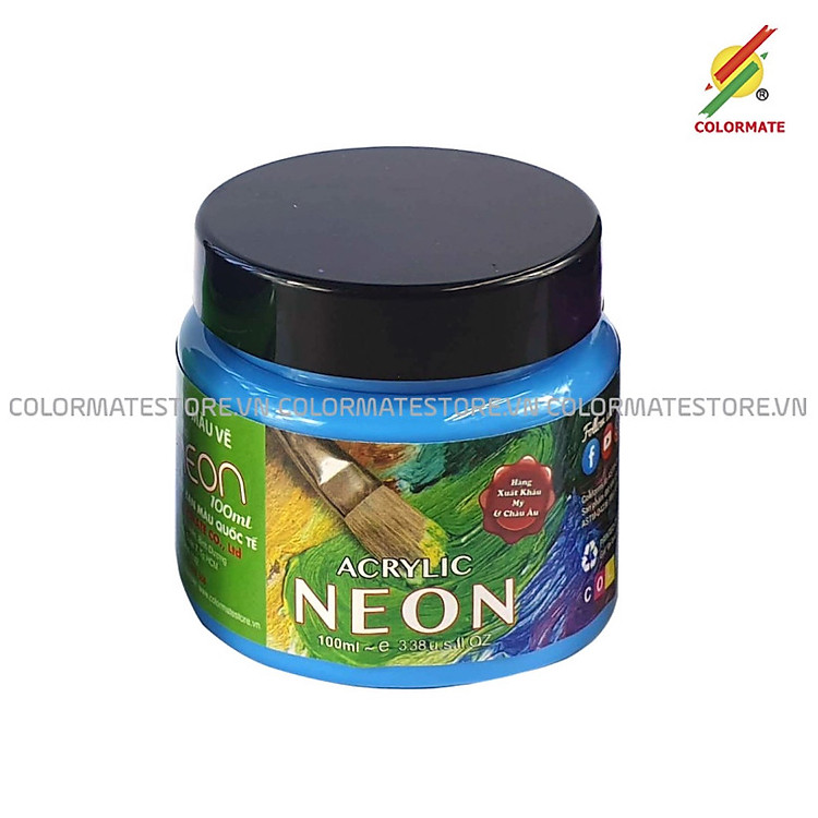 Màu vẽ Acrylic neon Colormate hũ 100ml màu xanh lá - COLORMATE