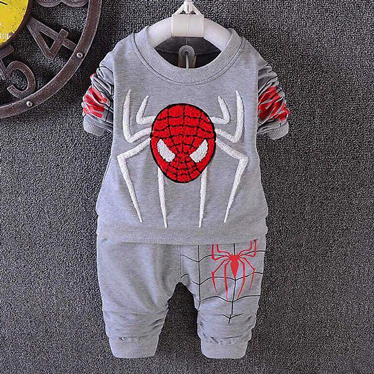 Bộ Quần Áo Thu Mẫu Người Nhện Cho Bé - Chất Da Cá