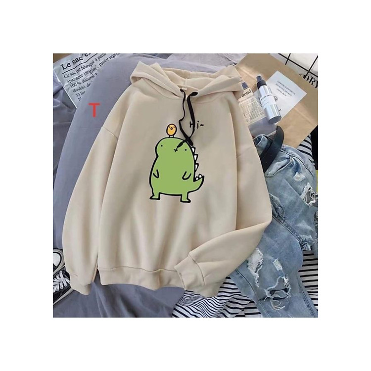 Áo hoodie khủng long có mũ, chất liệu nỉ cao cấp, freesize <60kg và 160cm, nhiều màu màu lựa chọn, hàng loại 1