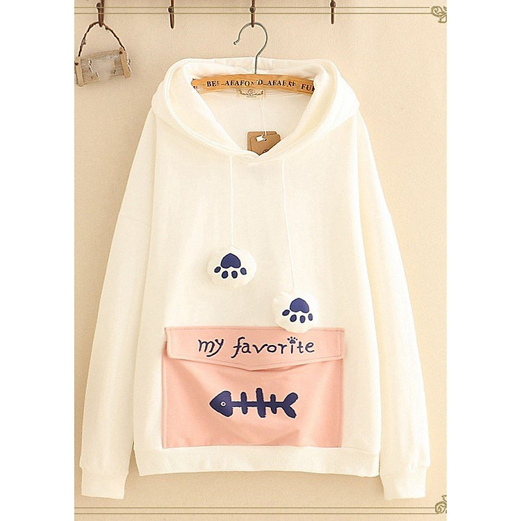 Áo Hoodie nữ hình xương cá