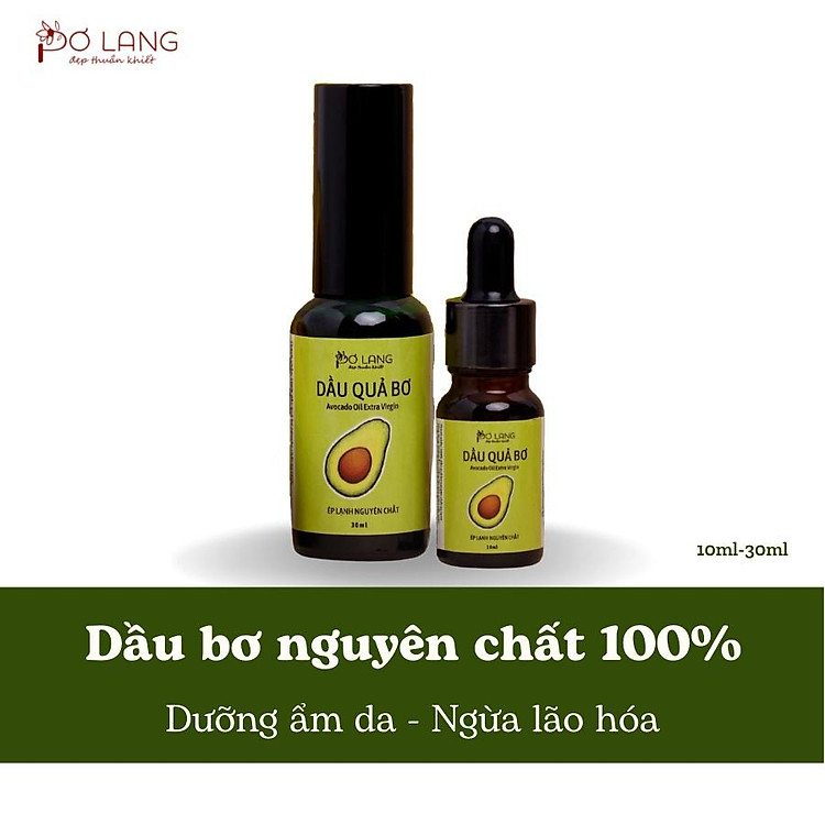 Dầu quả Bơ chống lão hóa giảm rạn da Pơ Lang 10ml (100% Thiên nhiên - Ép lạnh nguyên chất từ cơm quả bơ tươi)