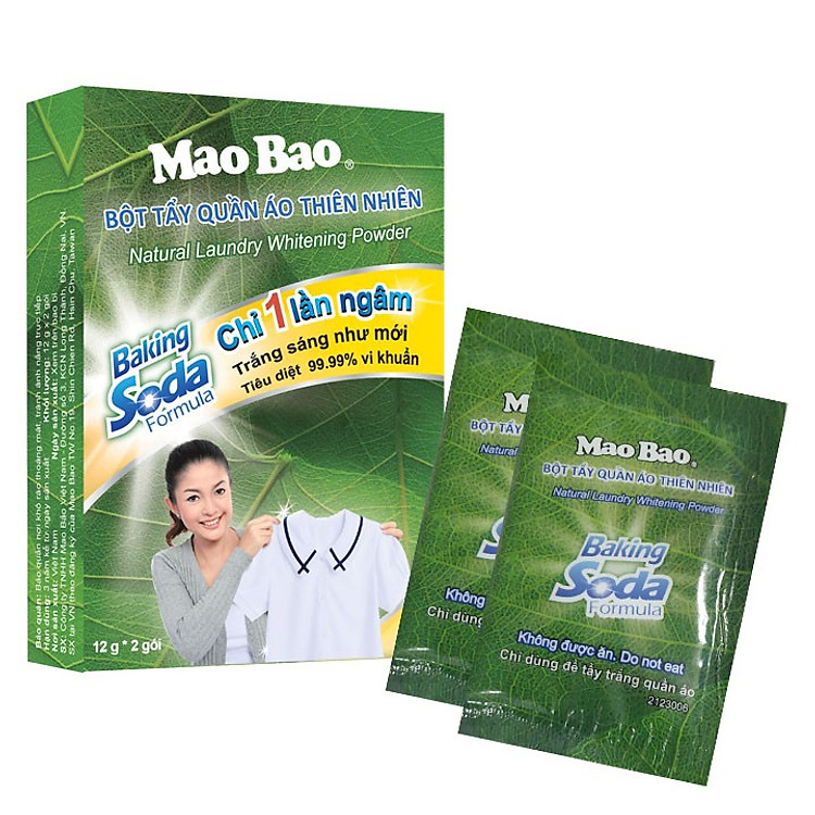 Bột Tẩy Quần Áo Thiên Nhiên Mao Bao chứa Baking Soda (12g x 2 gói)