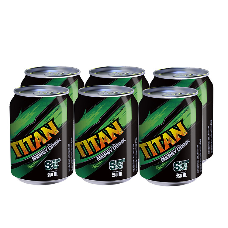 Lốc 6 Lon Nước tăng lực Titan (250ml/ Lon)