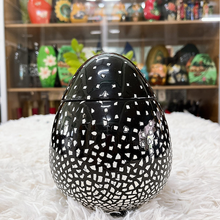 Hủ trứng sơn mài cao cấp (Size S: D9xH12 cm) - Ảnh 4