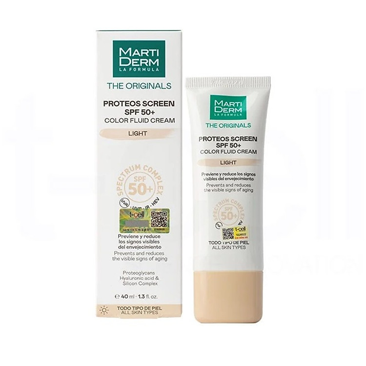 Kem Chống Nắng MartiDerm Light Làm Đều Màu Da - MartiDerm Proteos Screen SPF50+ Color Fluid Cream (Light) (40ml)