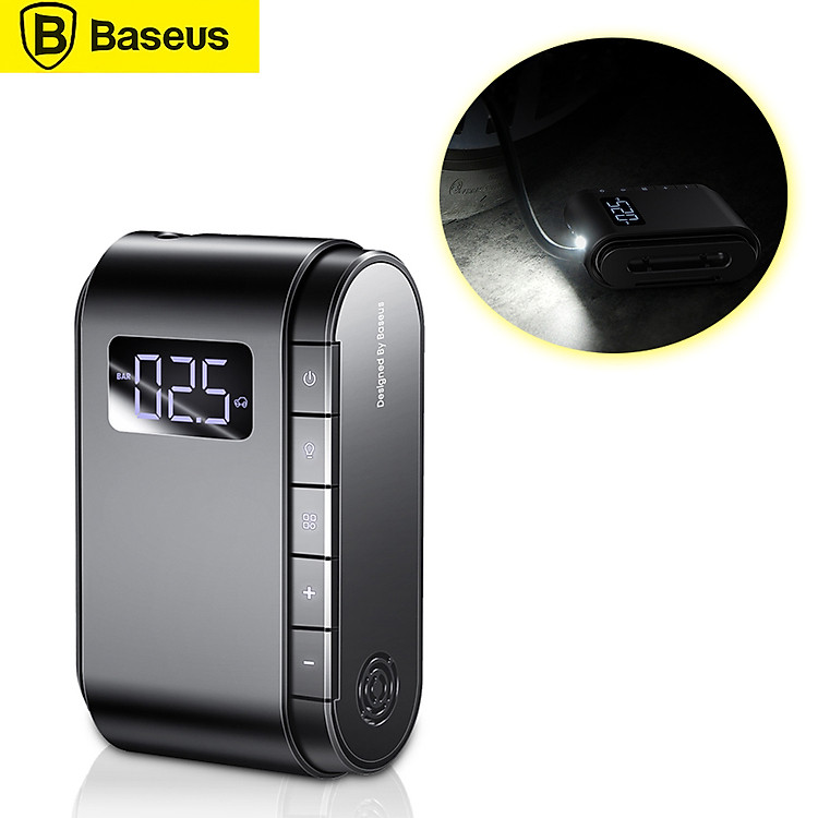 Máy Nén Khí Thông Minh Baseus Bơm Lốp Thổi Khí Mini Với Đèn LED Màn Hình Kỹ Thuật Số 4000mah 120PSI Không Dây