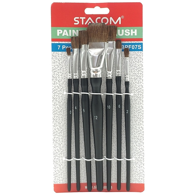 Bộ 7 Cọ Vẽ Stacom Đầu Dẹp BPF07S