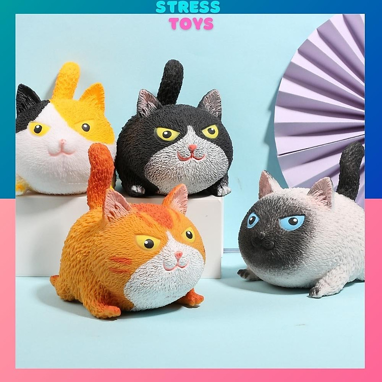 Mèo silicon giảm stress squishy cao su co giãn squishi khổng lồ mèo hoàng thượng tam thể tuxedo