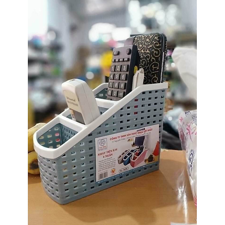 Khay Nhựa Tiện Ích 4 Ngăn Việt Nhật - Màu Ghi - Ảnh 5