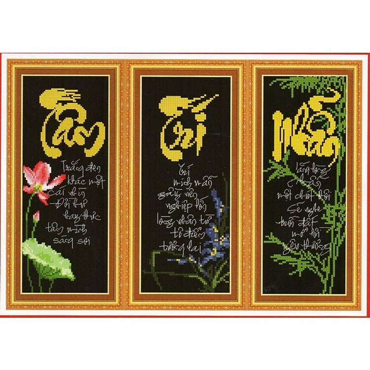 Tranh thêu chữ thập Tâm Trí Nhẫn (45*35cm) chưa thêu