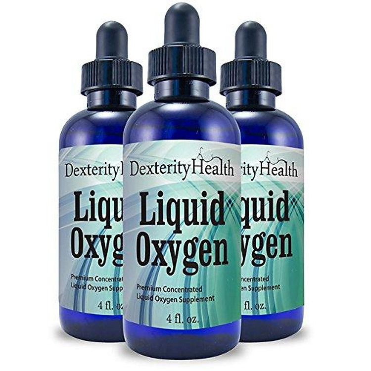 Dexterity Health Liquid Oxygen Drops, 3-Pack of 4 oz. Dropper-Top Bottles, Vegan, All-Natural, Safe and Sterile, Proprietary Blend of Oxygen-Rich Compounds,