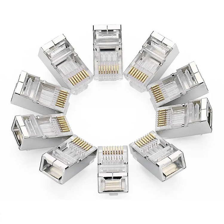 Đầu bấm mạng RJ45 chuẩn Cat6 + Cat6e bọc inox chống nhiễu Ugreen 111IN50248NW hàng chính hãng
