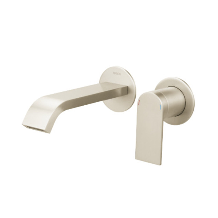 Vòi lavabo 2 lỗ gắn tường (chưa gồm phần âm UR3000), dòng GENTA, màu SRN, hiệu Moen, chất liệu Đồng, kích thước 173x183x115mm