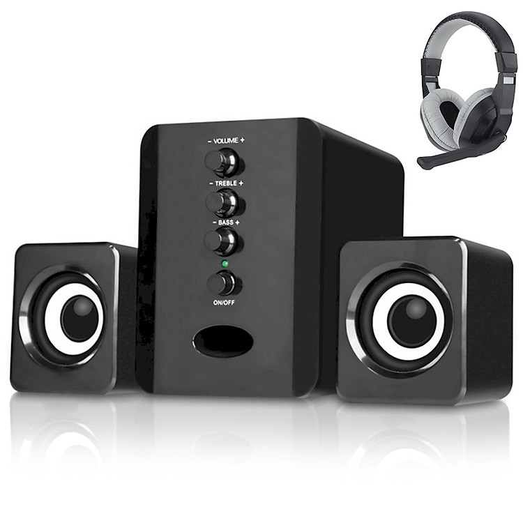 Combo Bộ 3 Loa Máy Tính USB D-202 + Tai nghe chụp tai kèm mic đàm thoại CT-770 (Màu Ngẫu Nhiên)