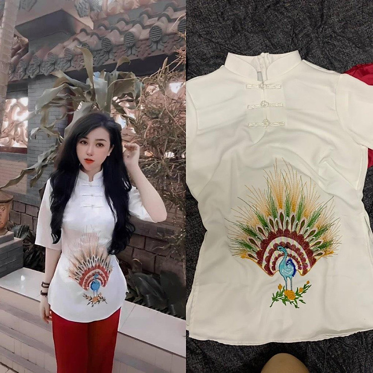 ĐỒ LAM ĐI CHÙA Thêm Chim Công Mới Vải Lụa