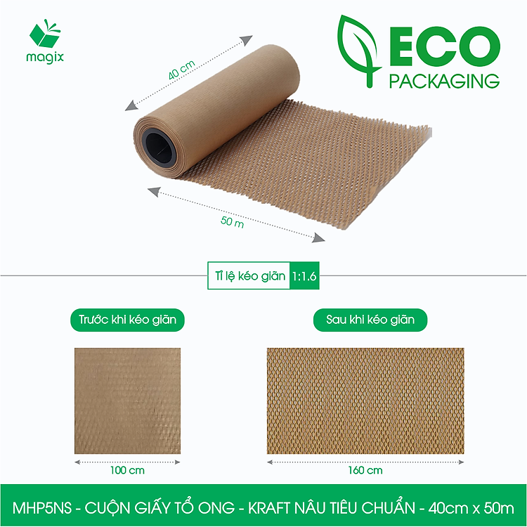 Cuộn Giấy Tổ Ong Chống Sốc MHP5NS (40cm x 50m) - Ảnh 3