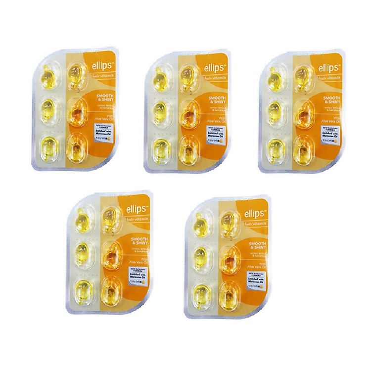 Combo 5 Vỉ 6 Viên Serum Vitamin Dưỡng Tóc Mềm Mượt Và Óng Ả Ellips Smooth & Shiny (Chăm sóc tóc và da đầu)