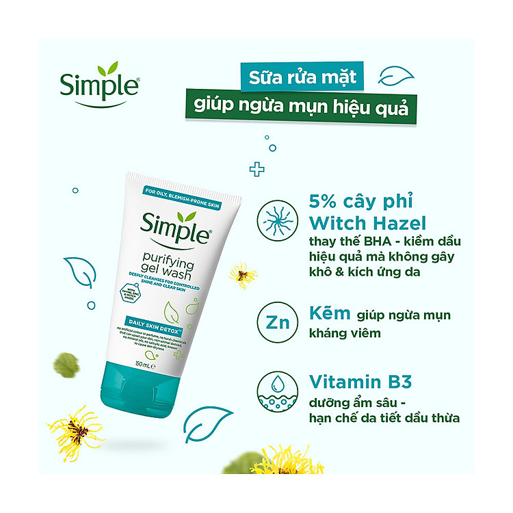 Sữa rửa mặt dưỡng ẩm không chứa xà phòng Simple (150ml)