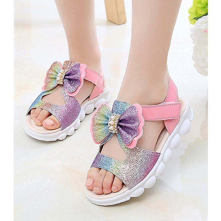Dép sandal đính nơ phối màu dễ thương cho bé gái SD21