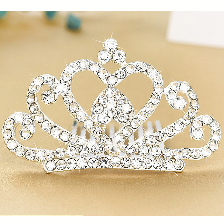 Vương miện cài tóc công chúa đính đá lấp lánh cho bé gái phối đầm đi tiệc – P136