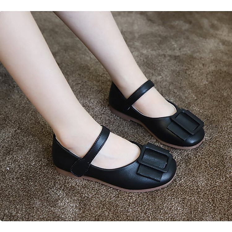 Giày bé gái 3 - 12 tuổi kiểu dáng búp bê màu đen sang chảnh GE49