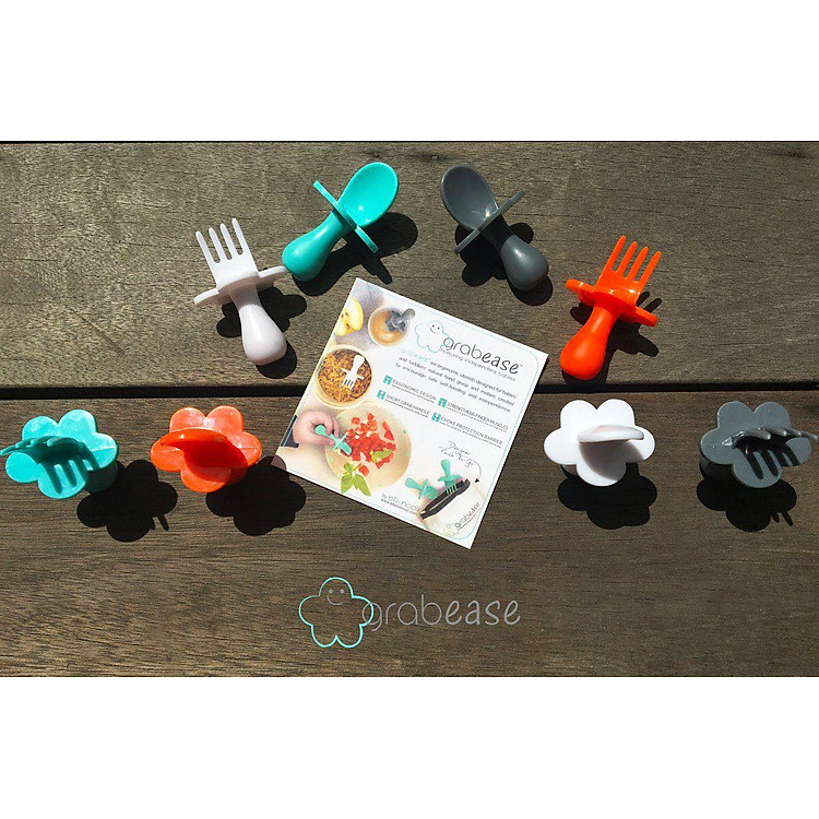 Bộ muỗng nĩa Grabease cho bé - Hồng Chính hãng Ưu đãi - Hình ảnh 4